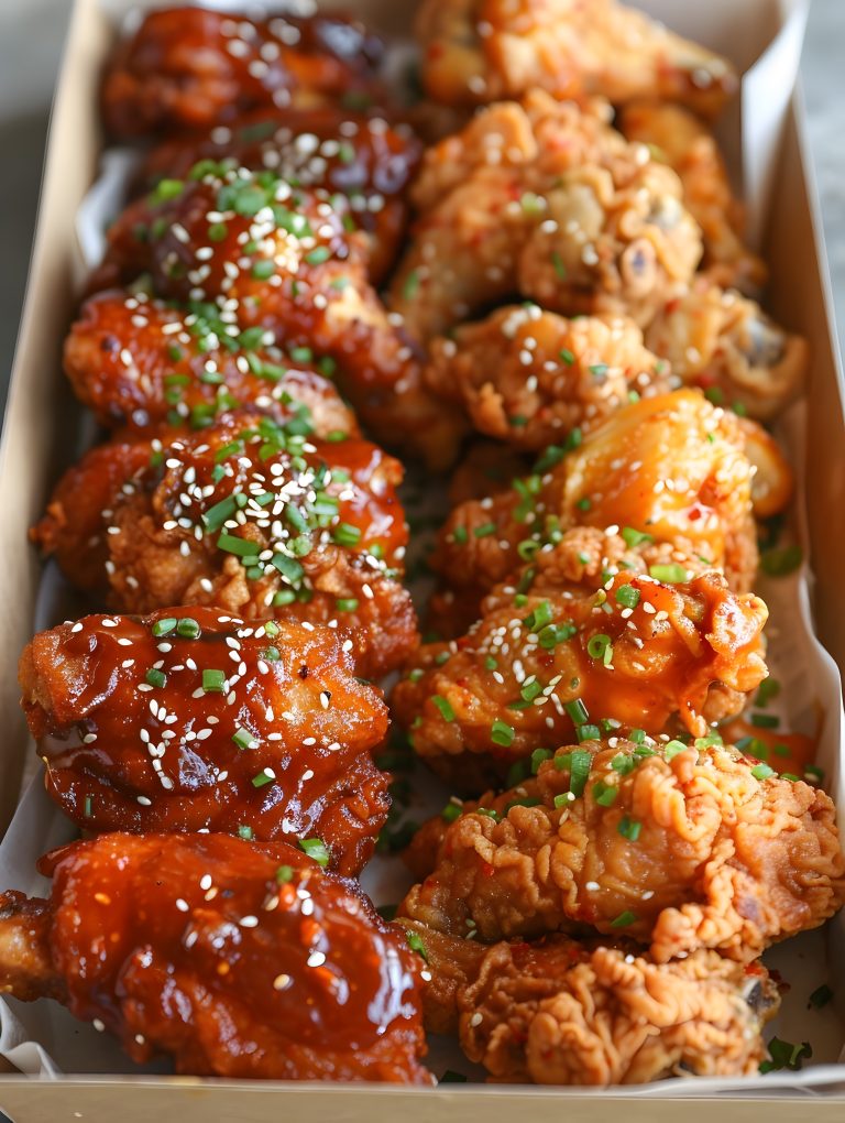 tempting spread of finger licking korean fried chicken with vari